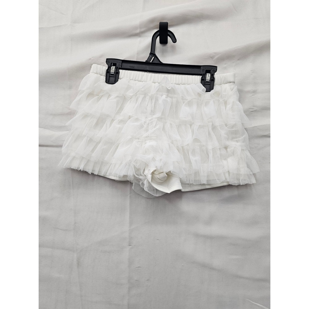 Wild Fable Womens Ruffle Tulle Shorts Cream Nylon Blend Casual Size XXS